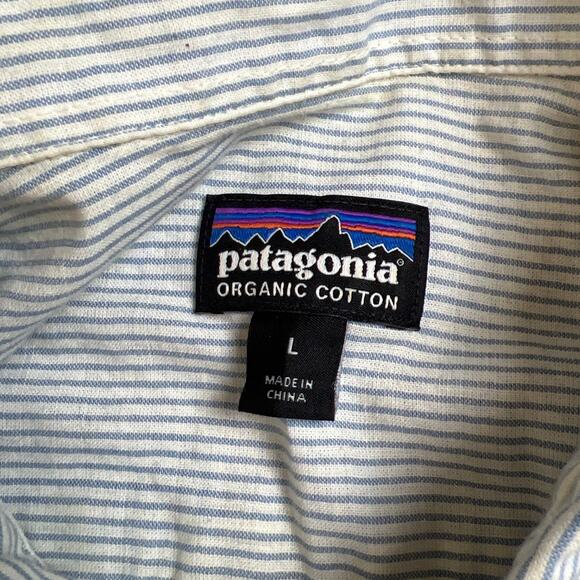 Patagonia Striped Button-Down Shirt Men's L Organic Cotton - Picture 2 of 7